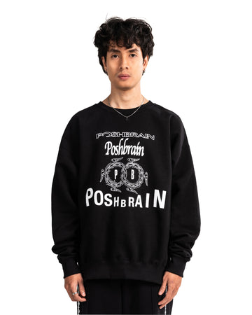 POSHBRAIN WORKS SIDE ZIPPER CREWNECK - BLACK